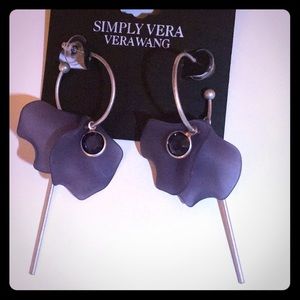 Vera Wang Dangling hoop earrings Navy and silver